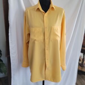 Tianello Mens XS Yellow Tencel Linen Button Down Long Sleeve Shirt TMS7